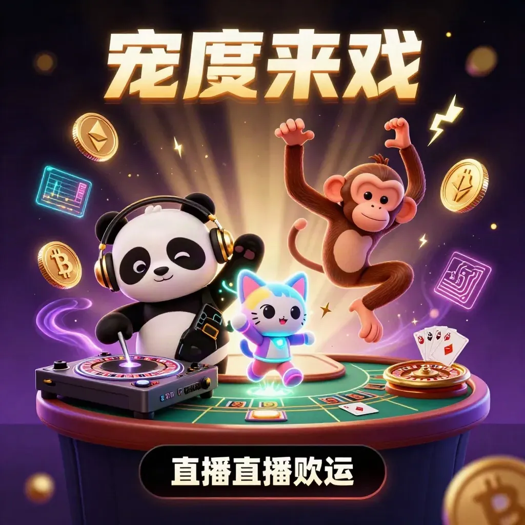 Panda DJ, breakdancing monkey and glow-stick kitten amid casino-tech energy and gold light